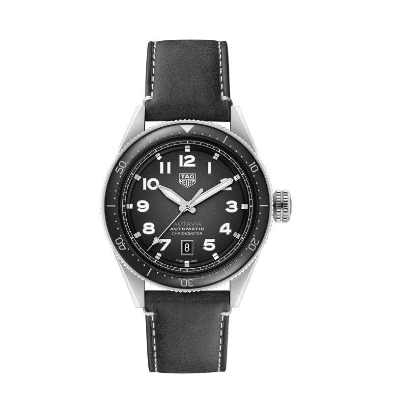 TAG Heuer Autavia Calibre 5 COSC Mens Black Leather Watch