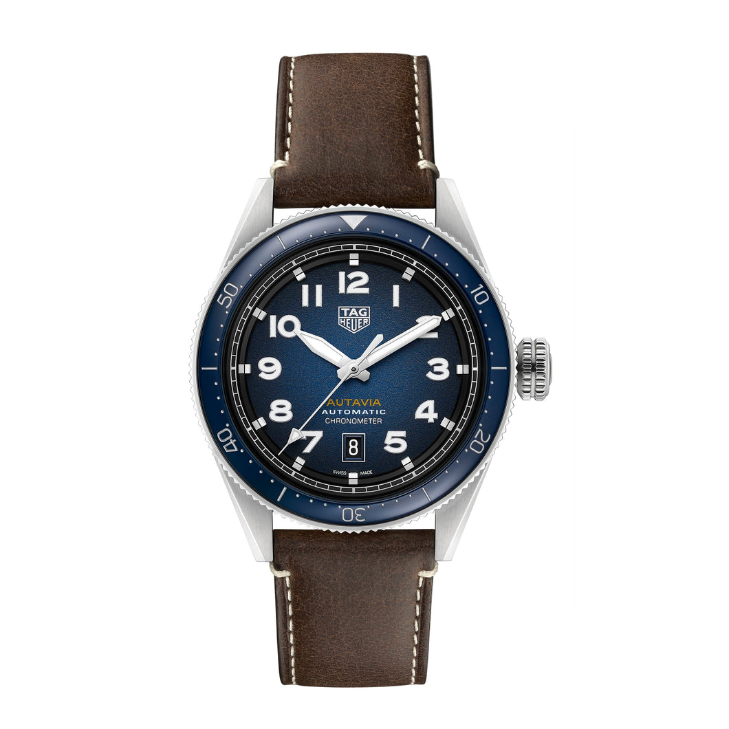 TAG Heuer Autavia Calibre 5 COSC Mens Blue Leather Watch