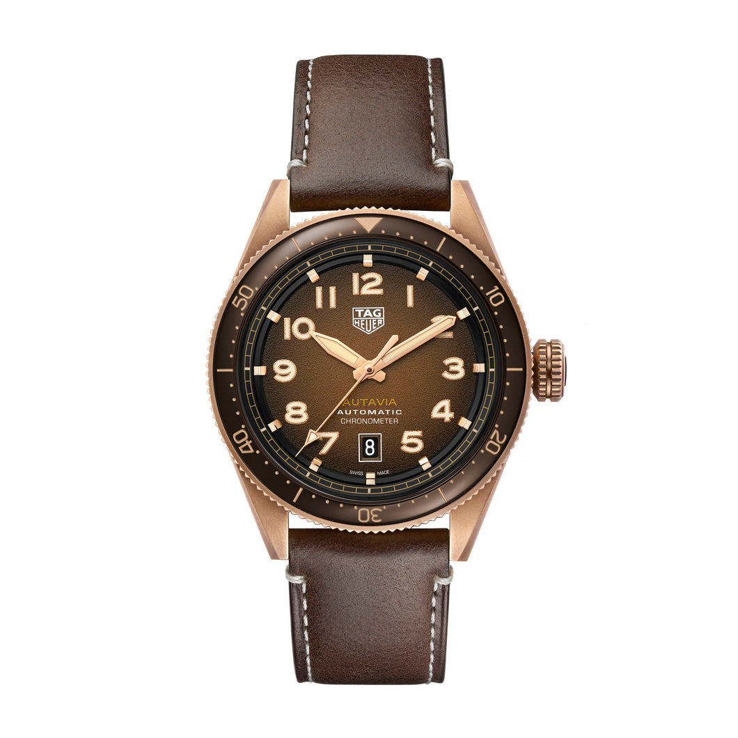 TAG Heuer Autavia Calibre 5 COSC Mens Brown Leather Watch