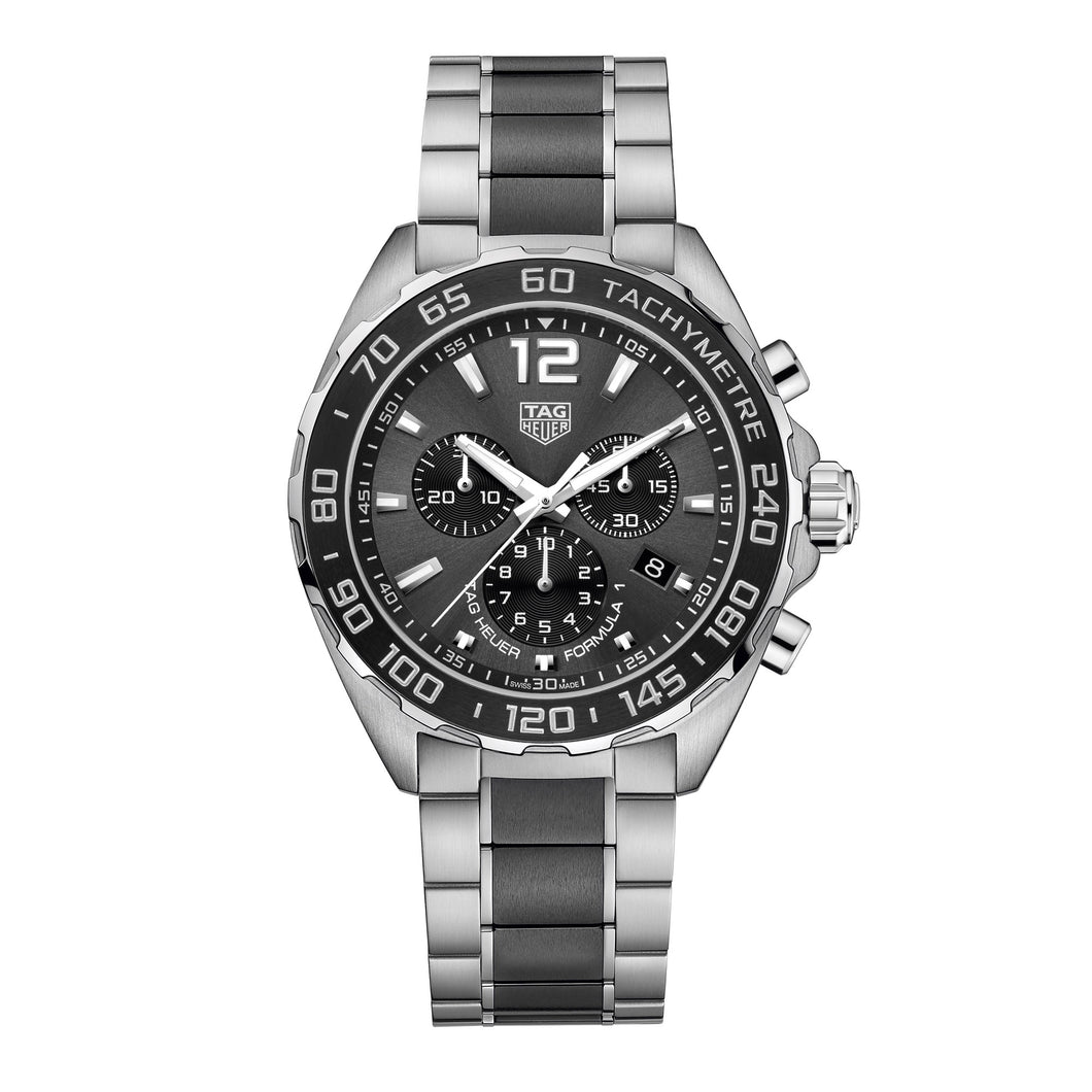 TAG Heuer Formula 1 Quartz Mens Grey Steel/Black Ceramic Chronograph