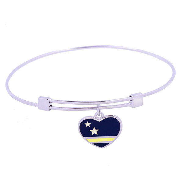 Curaçao Flag Sterling Silver Charm Bangle