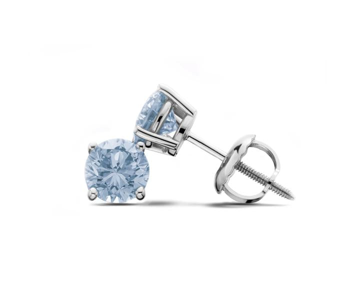 Ice Blue Lab-Created Diamond Stud Earrings in 14K White Gold