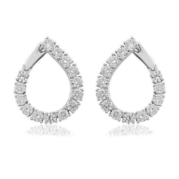 14K White Gold 5.25CTW Open Teardrop Diamond Earrings