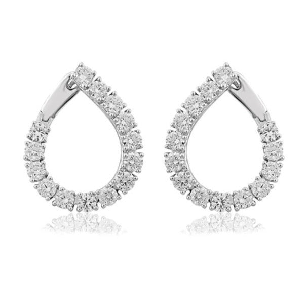 14K White Gold 5.25CTW Open Teardrop Diamond Earrings