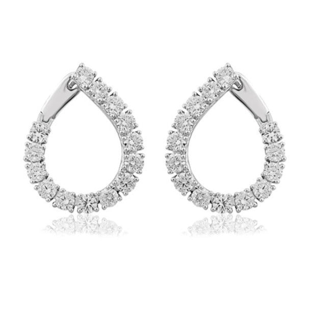 14K White Gold 5.25CTW Open Teardrop Diamond Earrings